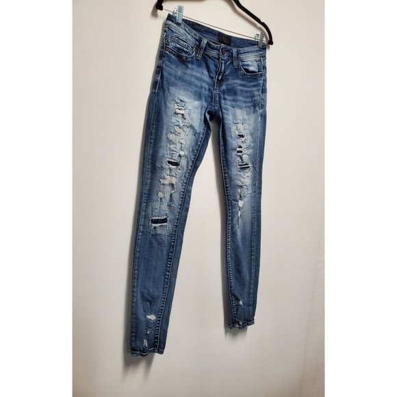 Buckle Black Skinny Jeans Fit 53 Size 24x 32 Distressed Rips - Picture 3 of 6